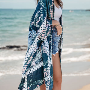 Printed Open Front Cover-Up Trendsi