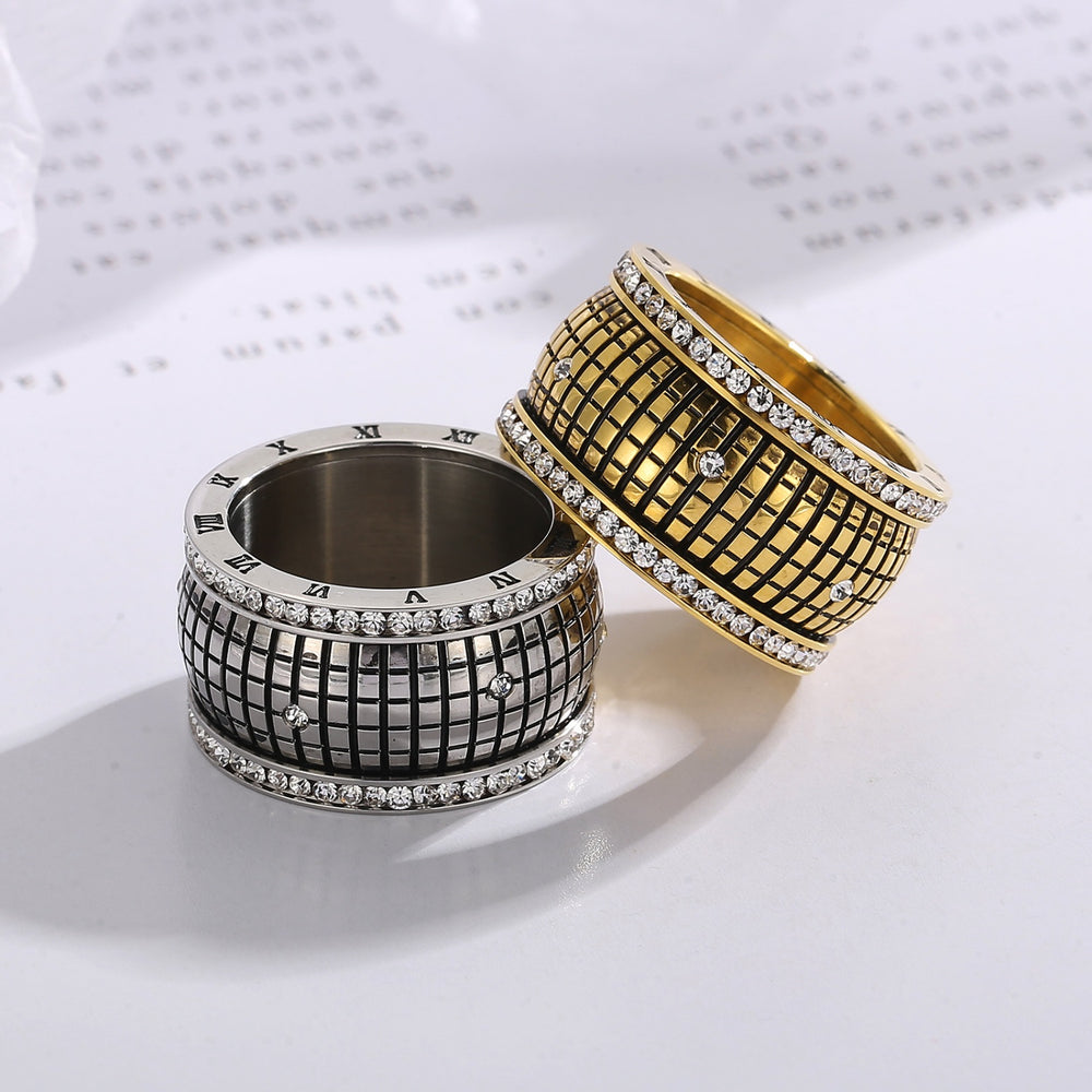 Inlaid Rhinestone Stainless Steel Ring Trendsi