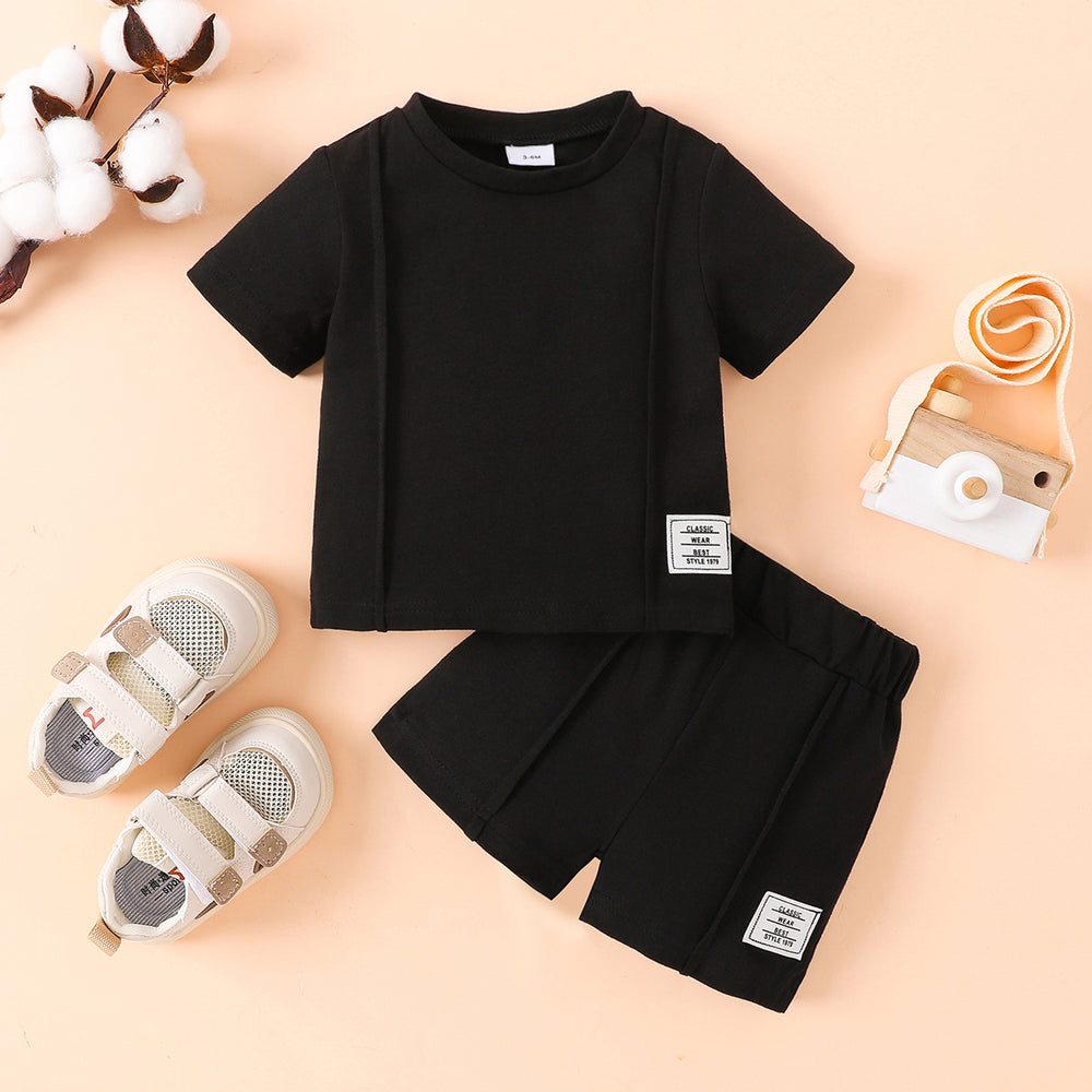 Round Neck Short Sleeve Tee and Shorts Kit Trendsi