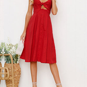 Cutout Smocked Sweetheart Neck Cami Dress Trendsi