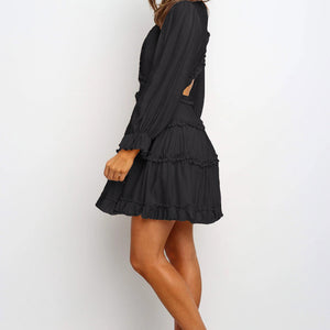 Ruffle Detailing Open Back Dress Trendsi