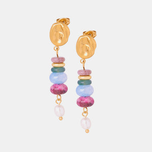 Natural Stone Freshwater Pearl Dangle Earrings Trendsi