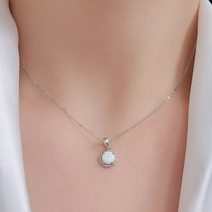 Opal Round Pendant Chain Necklace Trendsi