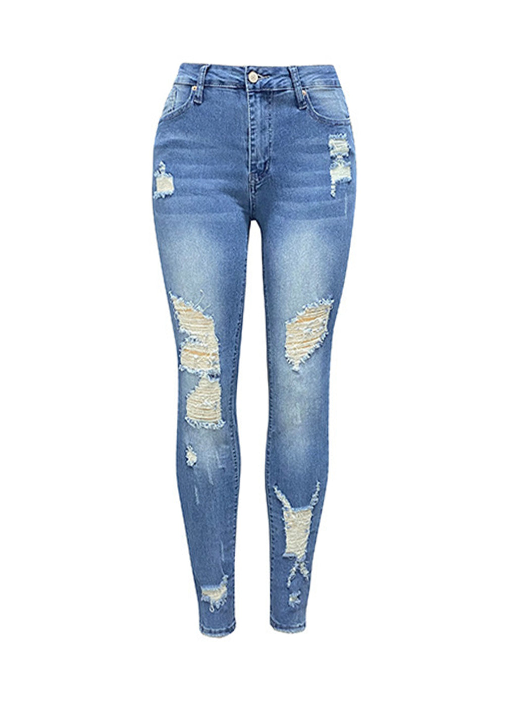 Distressed Buttoned Jeans with Pockets Trendsi