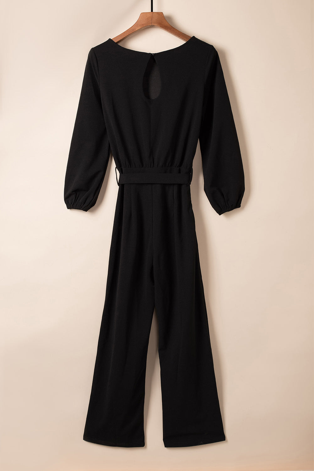 Boat Neck Tie Belt Jumpsuit Trendsi