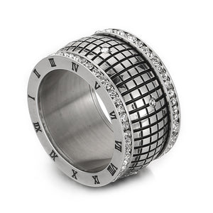 Inlaid Rhinestone Stainless Steel Ring Trendsi