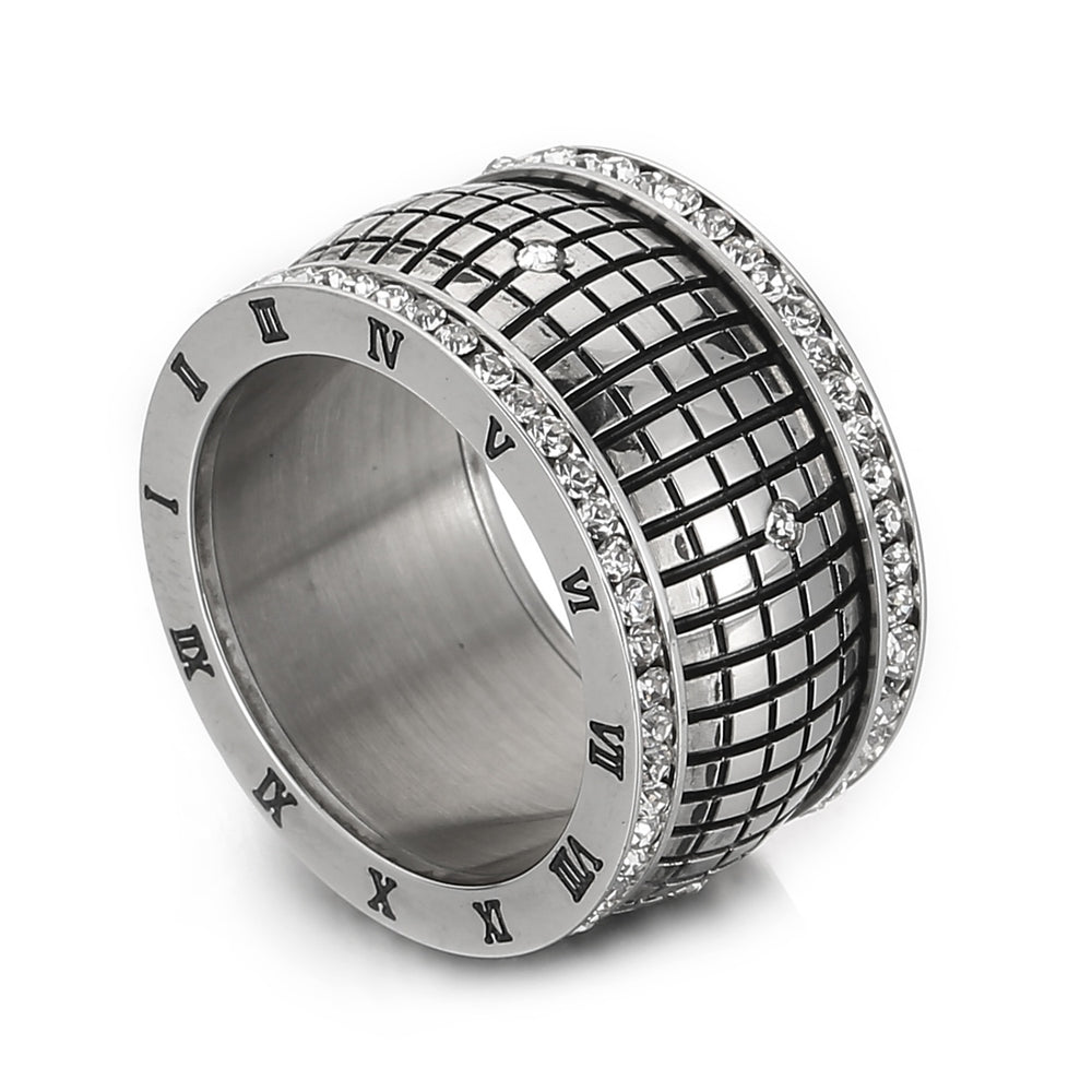 Inlaid Rhinestone Stainless Steel Ring Trendsi