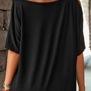 MAMA One Shoulder Half Sleeve T-Shirt Trendsi