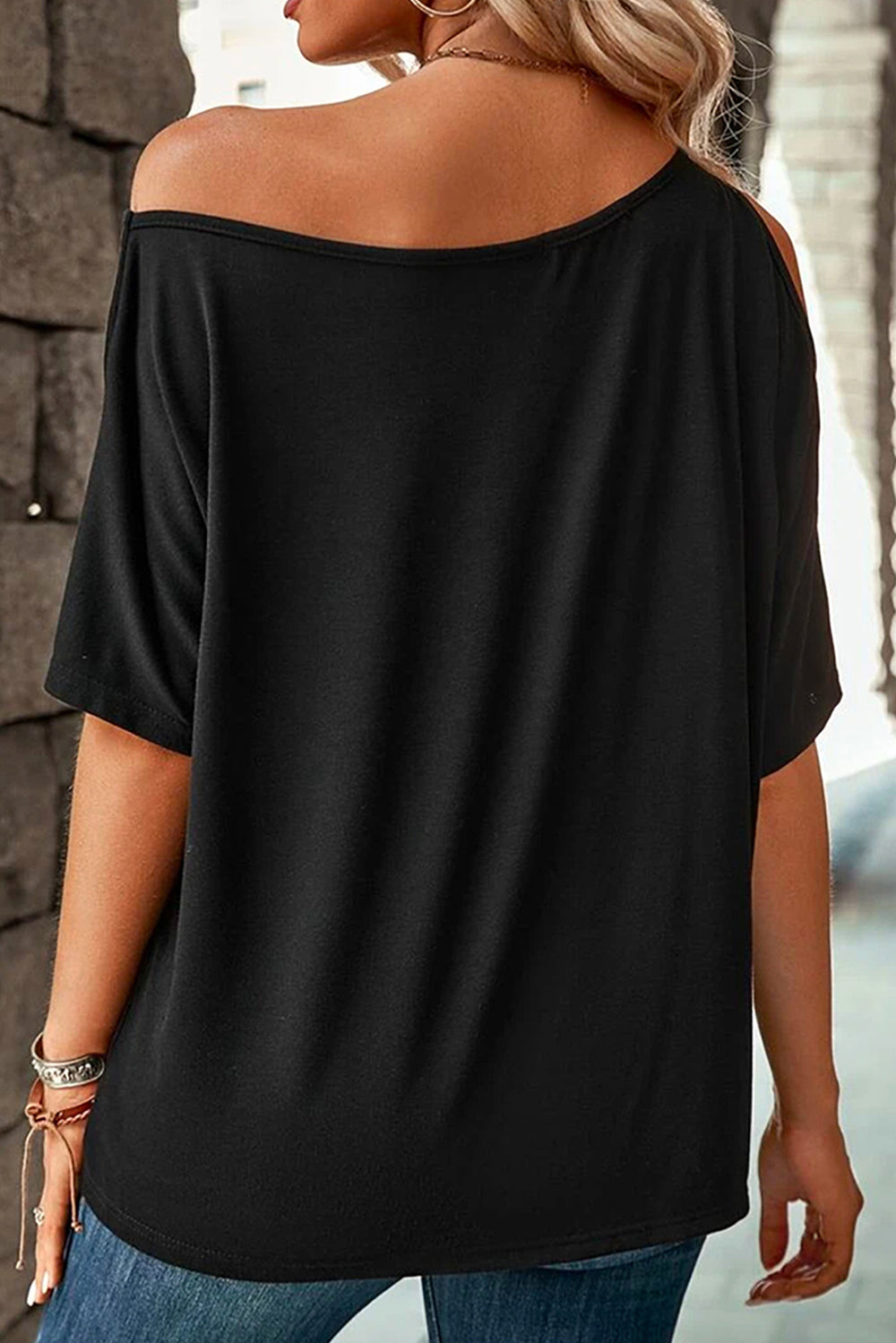 MAMA One Shoulder Half Sleeve T-Shirt Trendsi