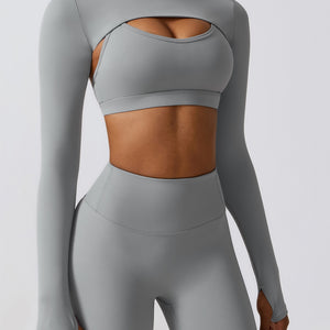 Cropped Cutout Long Sleeve Sports Top Trendsi