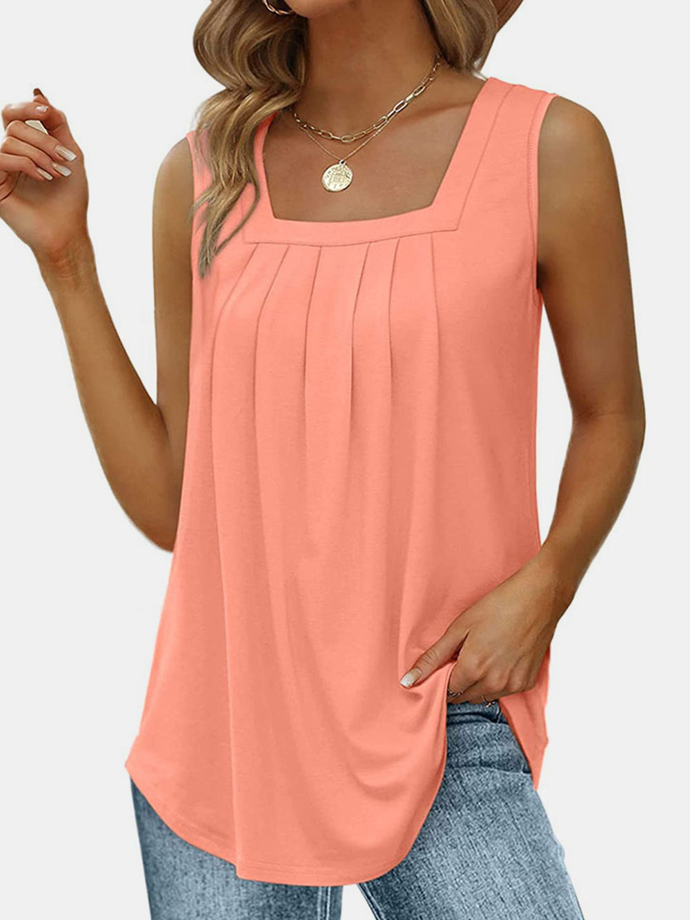 Ruched Square Neck Tank Trendsi