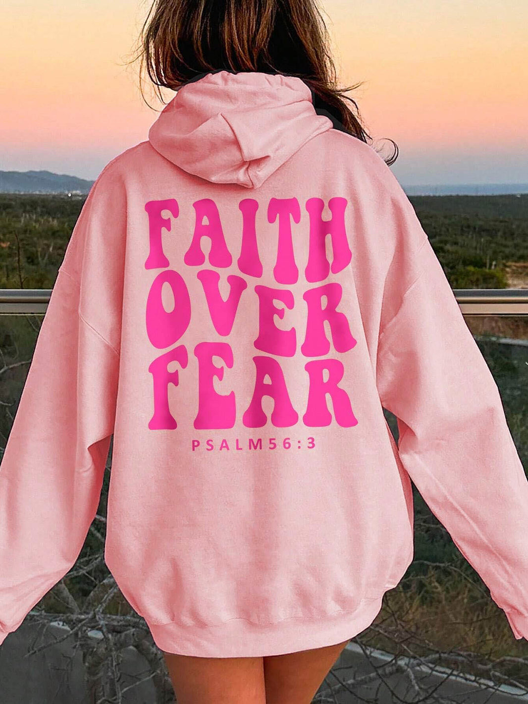 FAITH OVER FEAR Dropped Shoulder Hoodie Trendsi