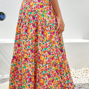 Printed Elastic Waist Maxi Skirt Trendsi