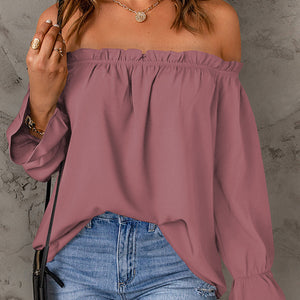 Off-Shoulder Flounce Sleeve Blouse Trendsi