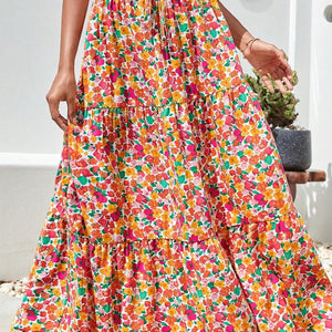 Printed Elastic Waist Maxi Skirt Trendsi