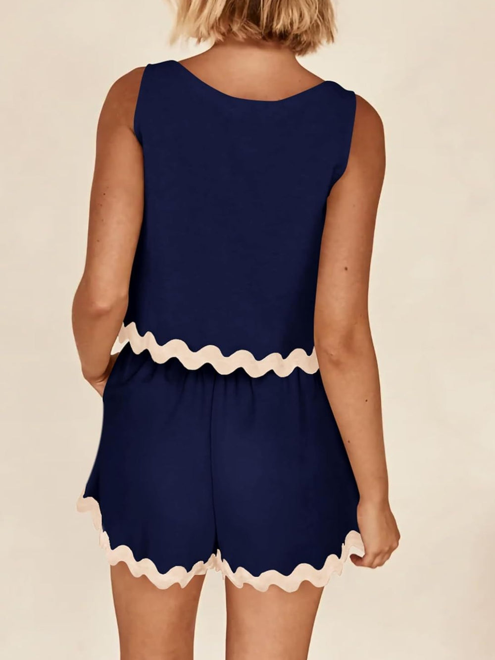 Contrast Trim Sleeveless Top and Shorts Set Trendsi