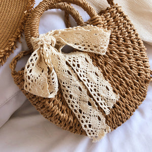 Drawstring Straw Braided Crossbody Bag Trendsi