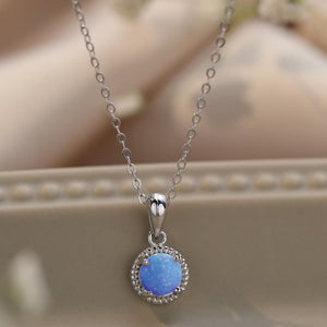 Opal Round Pendant Chain Necklace Trendsi