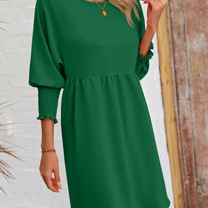 Round Neck Lantern Sleeve Mini Dress Trendsi