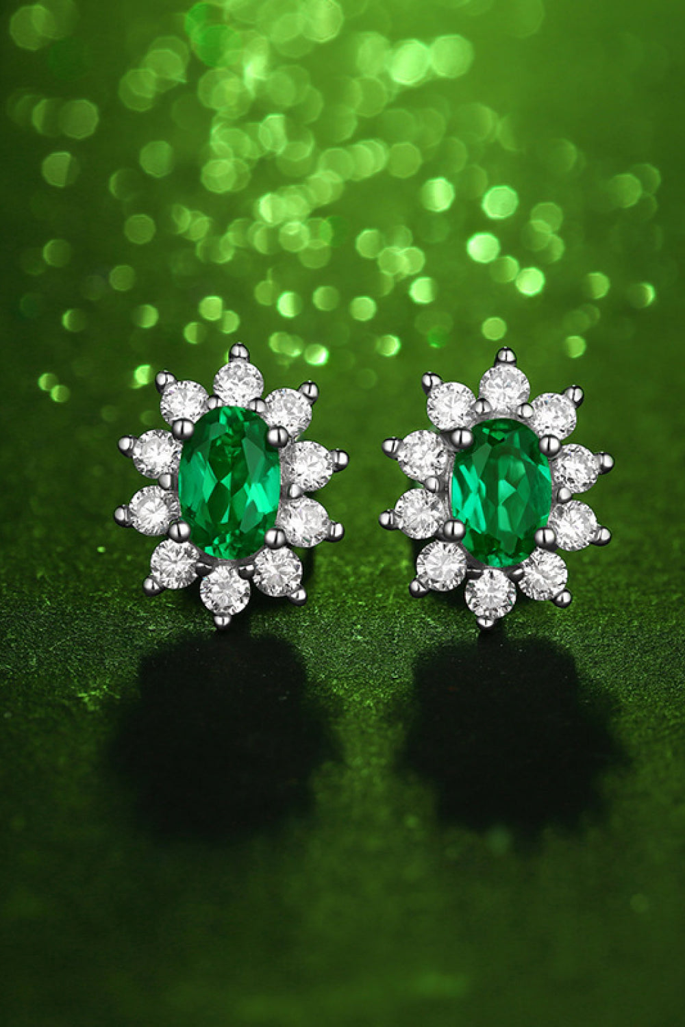 1 Carat Lab-Grown Emerald Stud Earrings Trendsi