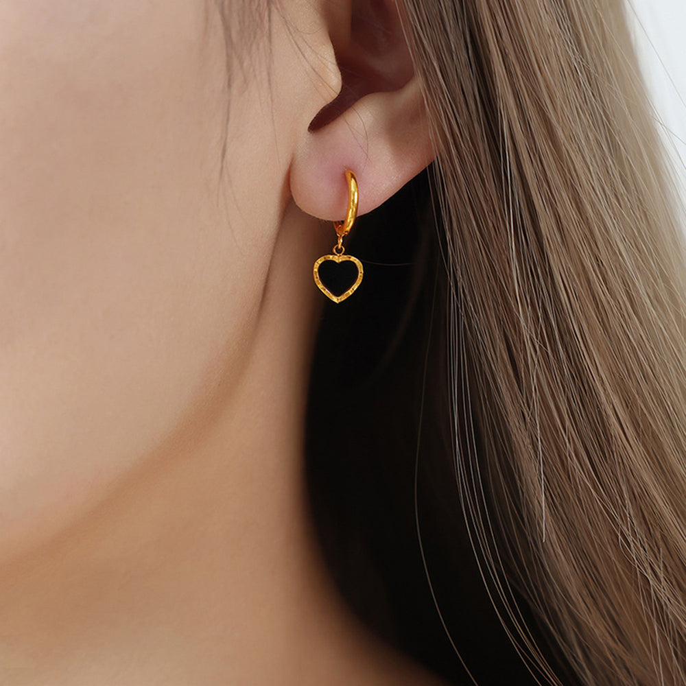 18K Gold-Plated Heart Drop Earrings Trendsi