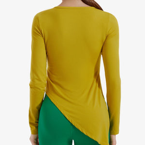 Asymmetrical Round Neck Long Sleeve Sports Top Trendsi