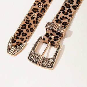 Leopard PU Leather Belt Trendsi