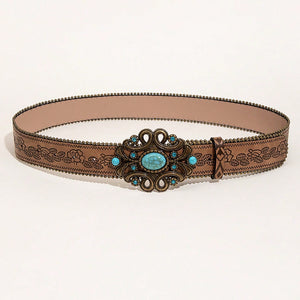 Leaf Pattern PU Leather Belt Trendsi