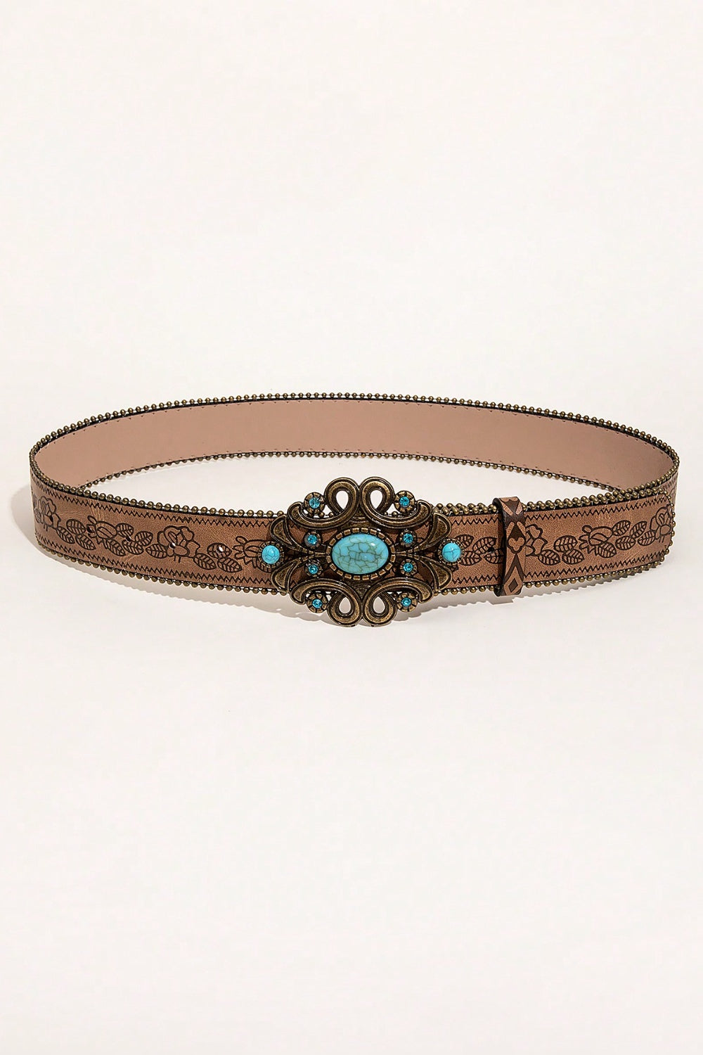 Leaf Pattern PU Leather Belt Trendsi