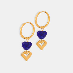 Heart Shape Lapis Lazuli Dangle Earrings Trendsi