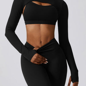 Cropped Cutout Long Sleeve Sports Top Trendsi