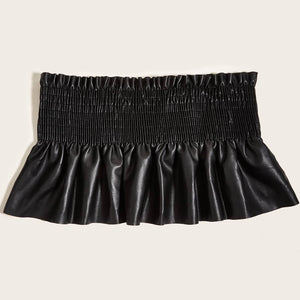 Smocked Lace-Up PU Leather Belt Trendsi