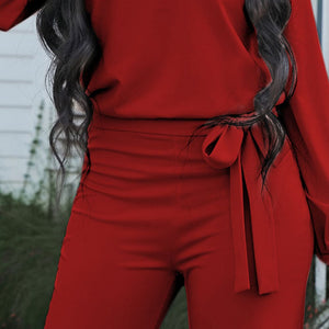 Boat Neck Tie Belt Jumpsuit Trendsi