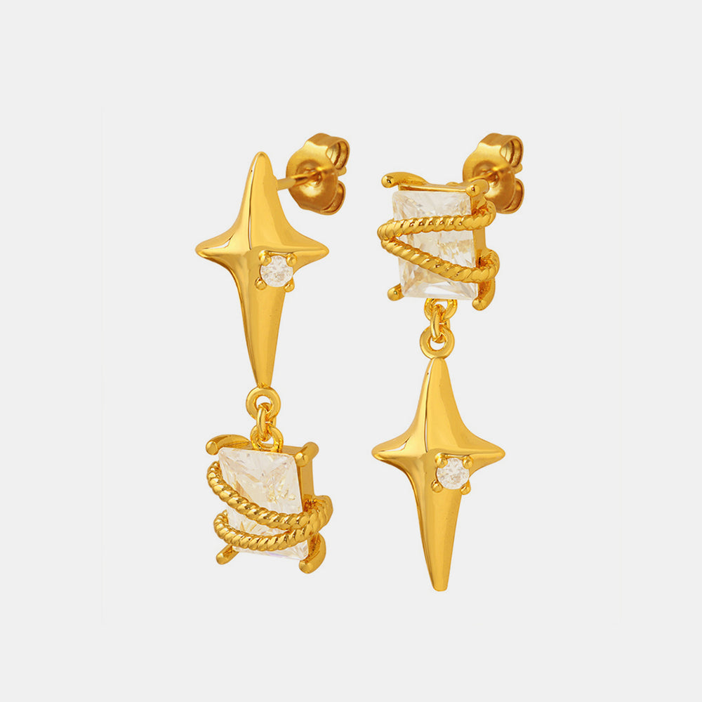 Zircon Copper Geometric Drop Earrings Trendsi