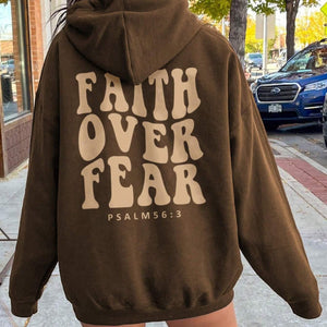 FAITH OVER FEAR Dropped Shoulder Hoodie Trendsi