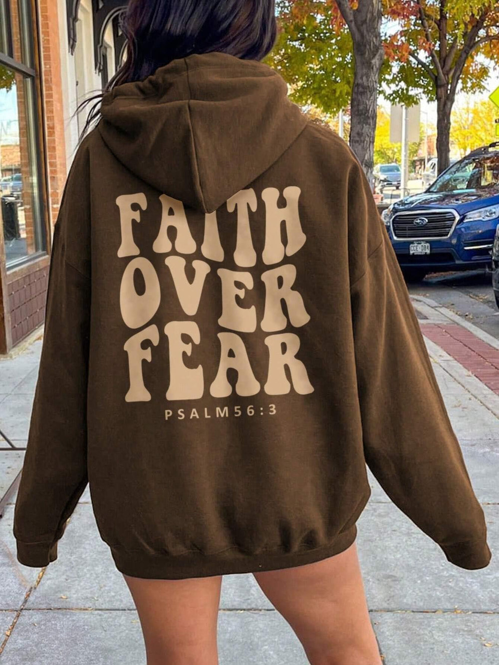 FAITH OVER FEAR Dropped Shoulder Hoodie Trendsi