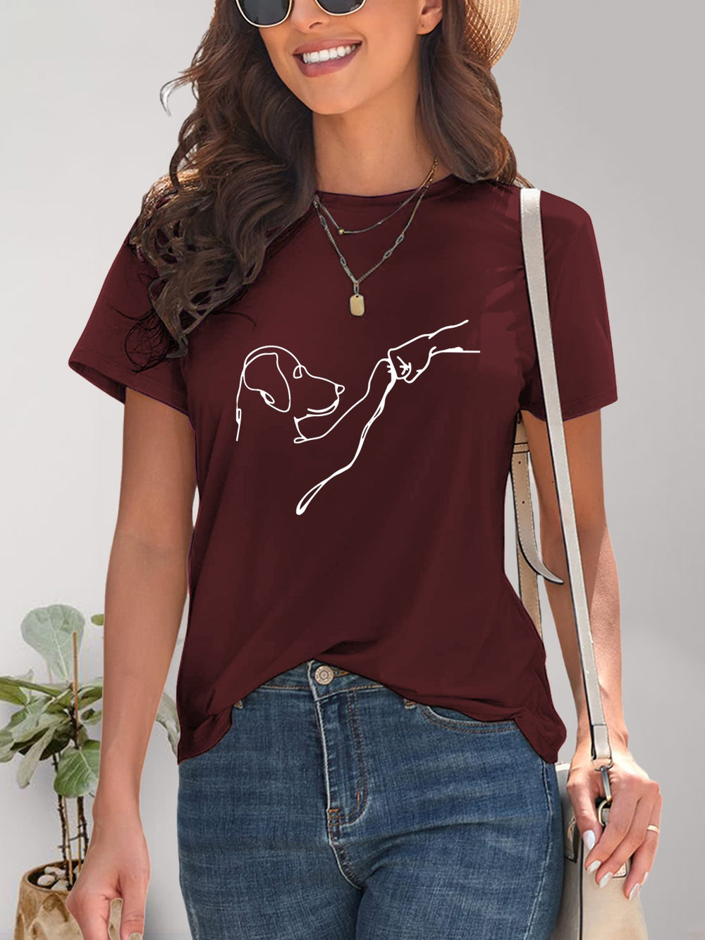 Dog Graphic Round Neck T-Shirt Trendsi