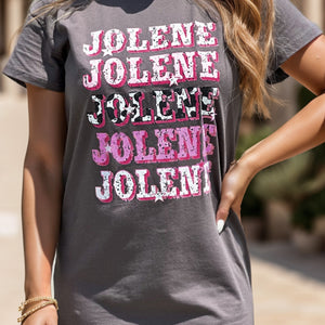 JOLENE Round Neck Short Sleeve T-Shirt Trendsi