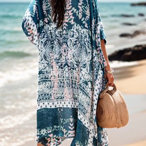 Printed Open Front Cover-Up Trendsi