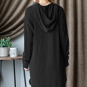 Heimish Ribbed Long Sleeve Hooded Dress Trendsi