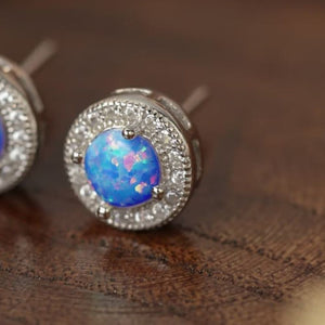 Opal 4-Prong Round Stud Earrings Trendsi