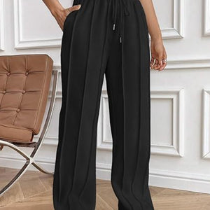 Drawstring Wide Leg Pants with Pockets Trendsi