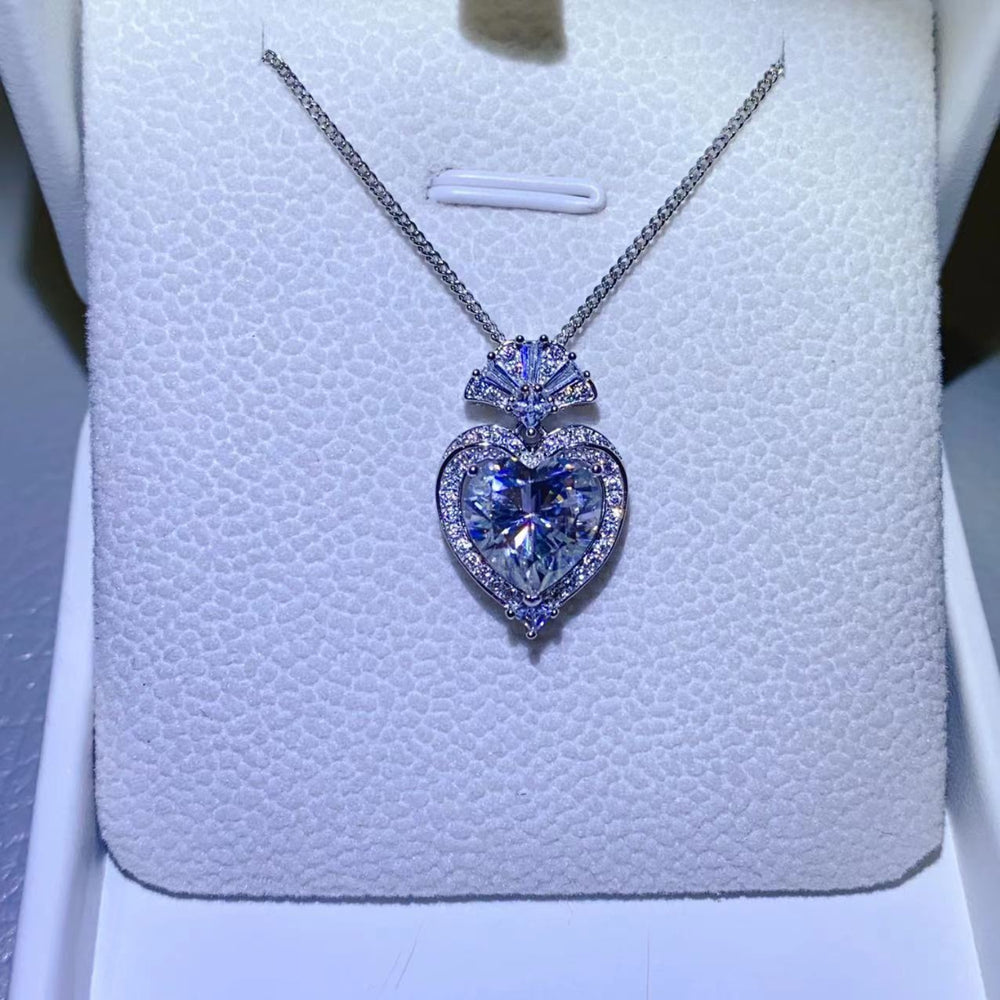 3 Carat Moissanite 925 Sterling Silver Heart Pendant Necklace Trendsi