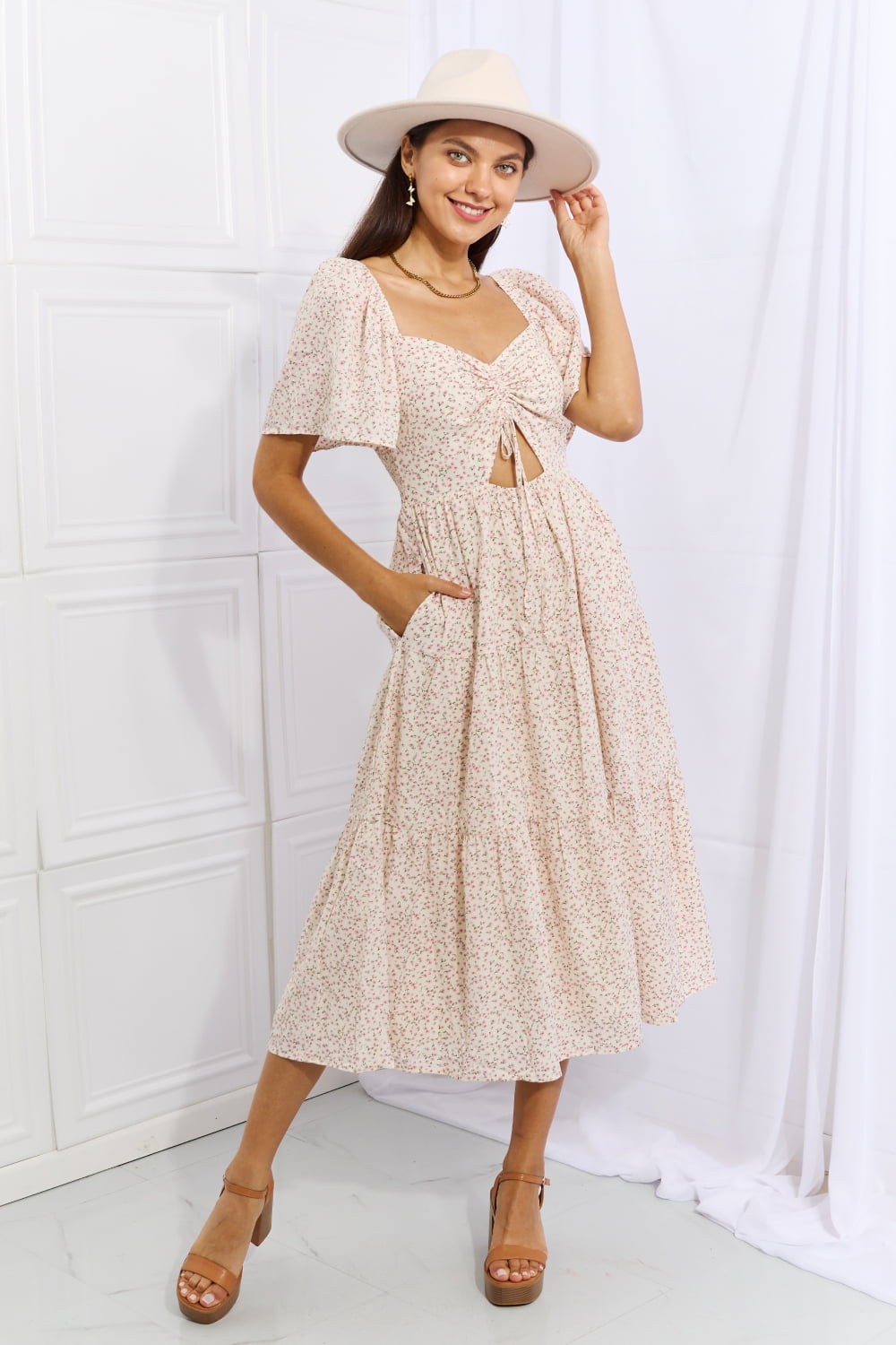 HEYSON Let It Grow Full Size Floral Tiered Ruffle Midi Dress Trendsi