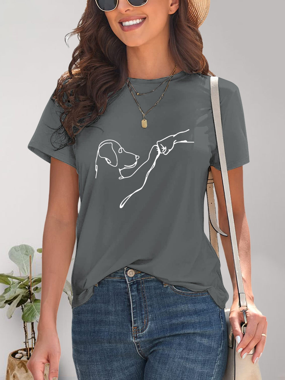 Dog Graphic Round Neck T-Shirt Trendsi