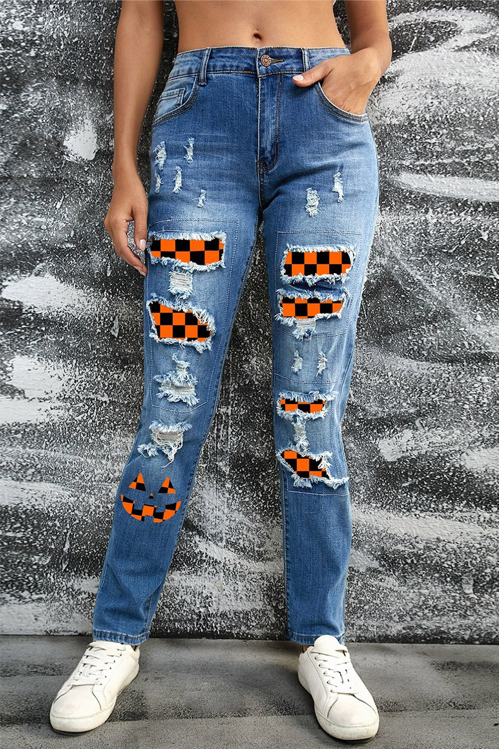 Distressed Straight Jeans with Pockets Trendsi