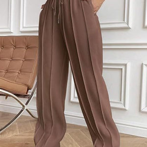 Drawstring Wide Leg Pants with Pockets Trendsi