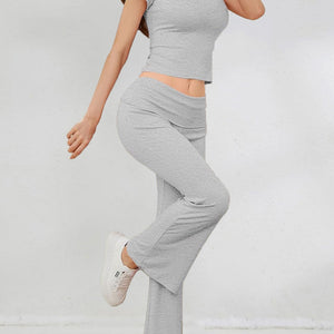 Round Neck Short Sleeve Top and Pants Set Trendsi