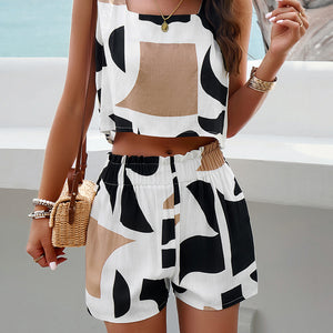 Printed Cropped Tank and Shorts Set Trendsi