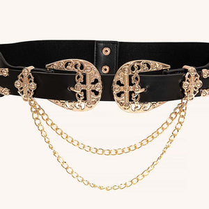 Chain Detail Double Buckle Belt Trendsi